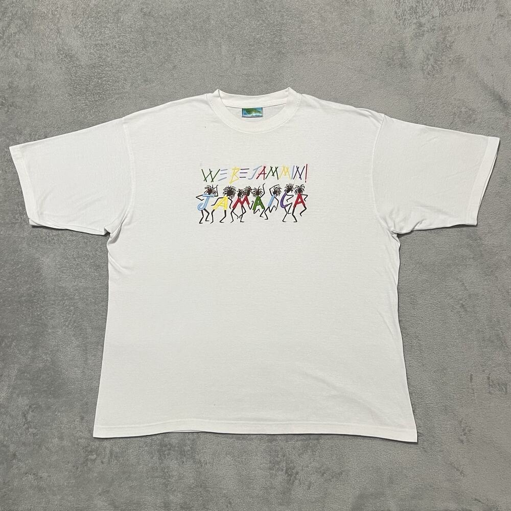 Jamaica T Shirt Mens 2XL White We Be Jammin! Embroidered Vintage Casual Gear Tee